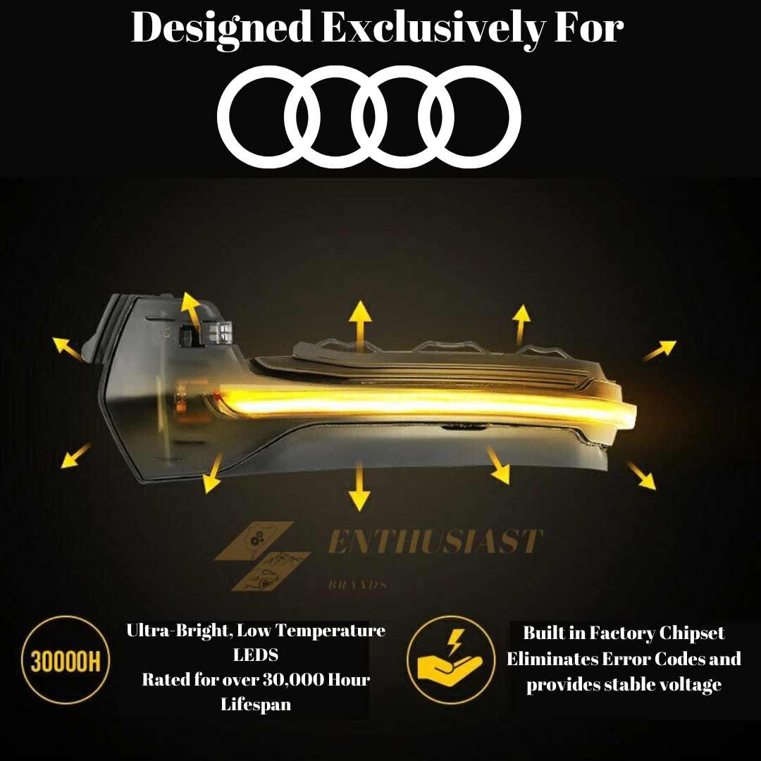 Dynamic LED Sequential Mirror Turn Signals for Audi A3/A4/A5/S4/S5/RS5/Q5/SQ5 - Smoked Lens